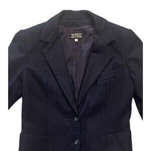 S.B.II Women’s 11/12 VTG Virgin Wool Blazer Navy Blue Button Front Shoulder Pad